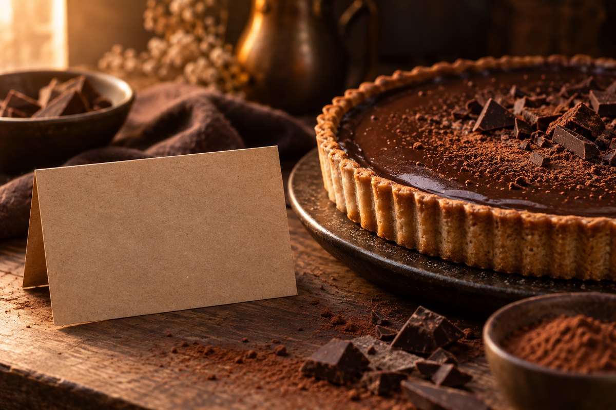 Kad kraft kosong di tepi tart, tanpa teks