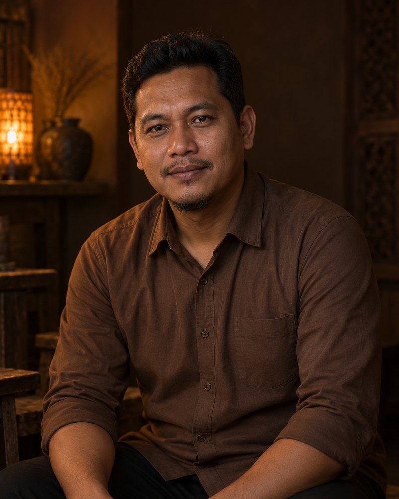 Rizal Ibrahim, lelaki Melayu Terengganu kira-kira empat puluh satu tahun, kemeja cokelat kakao polos